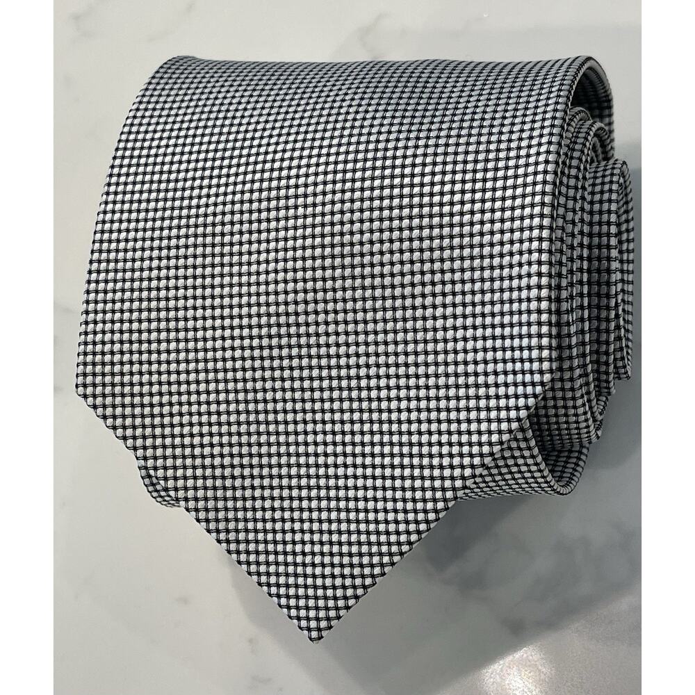 Davis for Men Chicago Black & White Geometric Checks Silk Tie 60 x 4 Hand Made